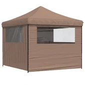 Pop-up парти шатра 2,9 x 2,9 м кафява — оксфорд с PVC — 4 стени — стомана - Thumbnail 5