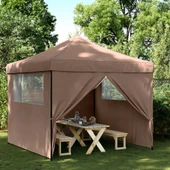 Pop-up парти шатра 2,9 x 2,9 м кафява — оксфорд с PVC — 4 стени — стомана - Thumbnail 1