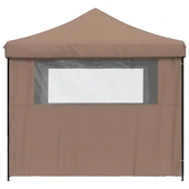 Pop-up парти шатра 2,9 x 2,9 м кафява — оксфорд с PVC — 4 стени — стомана - Thumbnail 4