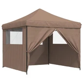 Pop-up парти шатра 2,9 x 2,9 м кафява — оксфорд с PVC — 4 стени — стомана - Thumbnail 6