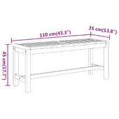 Градинска пейка 110 × 35 × 45 см кафява — акация масив — без възглавница - Thumbnail 7
