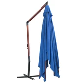Окачен чадър 4 x 3 м син — полиестер — с манивела — дървена рамка - Thumbnail 4