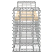 Градинска пейка 183x41x60,5 см — бор масив — с габион и кашпи - Thumbnail 4