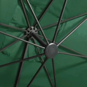 Конзолен градински чадър 3 x 3 м зелен — полиестер с PA покритие — 24 LED светлини, манивела — алуминиева рамка - Thumbnail 9