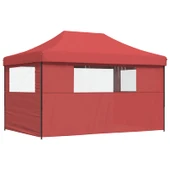 Pop-up парти шатра 4,4 x 2,9 м бордо — оксфорд с PVC — 3 стени — стомана - Thumbnail 5