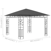 Градинска шатра 3 x 3 м антрацит — полиестер 180 г/м² — мрежи против комари - Thumbnail 6