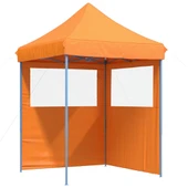 Pop-up парти шатра 2 x 2 м оранжева — оксфорд с PVC — 2 стени — стомана - Thumbnail 2