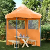 Pop-up парти шатра 2 x 2 м оранжева — оксфорд с PVC — 2 стени — стомана - Thumbnail 1