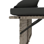 Накланяща се пейка 2в1 122×58×83 см сива — PE ратан — с табуретка - Thumbnail 12