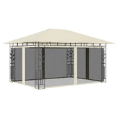 Градинска шатра 4 x 3 м кремава — полиестер 180 г/м² — мрежи против комари - Thumbnail 1