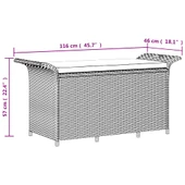 Пейка за съхранение 116×46×57 см черна — PE ратан — с PVC подплата - Thumbnail 9