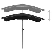 Градински чадър с прът 2 x 1,3 м черен — полиестер — с накланяне и манивела — алуминиев прът - Thumbnail 4