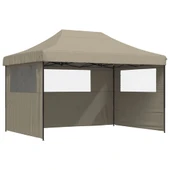Pop-up парти шатра 4,1 x 2,8 м таупе — оксфорд с PVC — 3 стени — стомана - Thumbnail 2