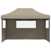 Pop-up парти шатра 4,1 x 2,8 м таупе — оксфорд с PVC — 3 стени — стомана - Thumbnail 3
