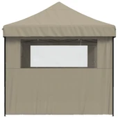 Pop-up парти шатра 4,1 x 2,8 м таупе — оксфорд с PVC — 3 стени — стомана - Thumbnail 5