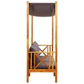 Градинска пейка с покрив, маса и 2 табуретки 179 см — акация масив — тъмносива - Thumbnail 3