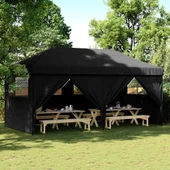 Pop-up парти шатра 5,8 x 2,9 м черна — оксфорд с PVC — 4 стени — стомана - Thumbnail 1