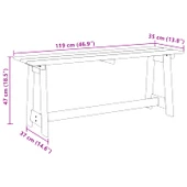 Външна пейка 119 × 37 × 47 см естествена — масивно борово дърво - Thumbnail 9