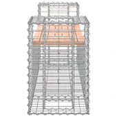 Градинска пейка 183x41x60,5 см — дугласка дървесина — с габион и кашпи - Thumbnail 4