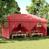 Pop-up парти шатра 5,8 x 2,9 м бордо — оксфорд с PVC — 4 стени — стомана - Thumbnail 1