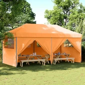 Pop-up парти шатра 5,8 x 2,9 м оранжева — оксфорд с PVC — 4 стени — стомана - Thumbnail 1
