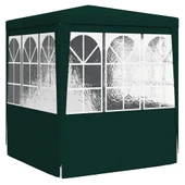 Парти шатра 2,5 x 2,5 м зелена — полиетилен — със стени — стоманена рамка - Thumbnail 6