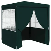 Парти шатра 2,5 x 2,5 м зелена — полиетилен — със стени — стоманена рамка - Thumbnail 2