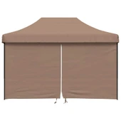 Pop-up парти шатра 4,1 x 2,8 м кафява — оксфорд с PVC — 4 стени — стомана - Thumbnail 3