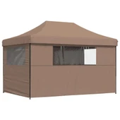 Pop-up парти шатра 4,1 x 2,8 м кафява — оксфорд с PVC — 4 стени — стомана - Thumbnail 5
