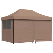 Pop-up парти шатра 4,1 x 2,8 м кафява — оксфорд с PVC — 4 стени — стомана - Thumbnail 2