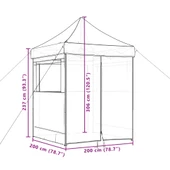 Pop-up парти шатра 2 x 2 м черна — оксфорд с PVC — 4 стени — стомана - Thumbnail 10