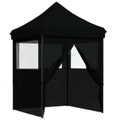 Pop-up парти шатра 2 x 2 м черна — оксфорд с PVC — 4 стени — стомана - Thumbnail 7