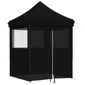 Pop-up парти шатра 2 x 2 м черна — оксфорд с PVC — 4 стени — стомана - Thumbnail 2