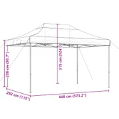 Pop-up парти шатра 4,4 x 2,9 м кафява — оксфорд с PVC — стоманена рамка - Thumbnail 9