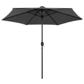 Градински чадър 2.7 м антрацит — полиестер — с LED — алуминий - Thumbnail 2