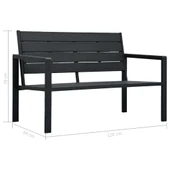 Градинска пейка 120 × 64 × 78 см черна — HDPE имитация дърво — стоманена рамка - Thumbnail 6