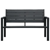 Градинска пейка 120 × 64 × 78 см черна — HDPE имитация дърво — стоманена рамка - Thumbnail 2