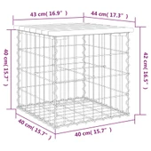 Градинска пейка с габион 43×44×42 см — импрегниран бор — поцинкована стомана - Thumbnail 8