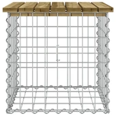 Градинска пейка с габион 43×44×42 см — импрегниран бор — поцинкована стомана - Thumbnail 4