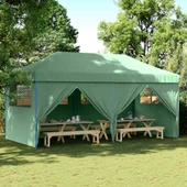 Pop-up парти шатра 5,8 x 2,9 м зелена — оксфорд с PVC — 4 стени — стомана - Thumbnail 1