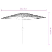 Градински чадър 2.5 x 2.5 м син — слама — UV защита — стоманен прът - Thumbnail 11