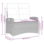 Накланяща се пейка 105x66x93 см черна — PE ратан — с кремава възглавница — стоманена рамка - Thumbnail 10