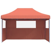Pop-up парти шатра 4,1 x 2,8 м теракота — оксфорд с PVC — 3 стени — стомана - Thumbnail 3