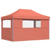Pop-up парти шатра 4,1 x 2,8 м теракота — оксфорд с PVC — 3 стени — стомана - Thumbnail 5