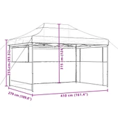 Pop-up парти шатра 4,1 x 2,8 м теракота — оксфорд с PVC — 3 стени — стомана - Thumbnail 9