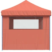 Pop-up парти шатра 4,1 x 2,8 м теракота — оксфорд с PVC — 3 стени — стомана - Thumbnail 4