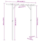 Градинска пергола, 205x40x203 см, дърво-VL41663 - Thumbnail 10