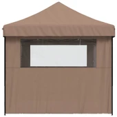 Pop-up парти шатра 4,1 x 2,8 м кафява — оксфорд с PVC — 3 стени — стомана - Thumbnail 5