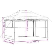Pop-up парти шатра 4,1 x 2,8 м кафява — оксфорд с PVC — 3 стени — стомана - Thumbnail 9