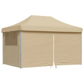 Pop-up парти шатра 4,4 x 2,9 м бежова — оксфорд с PVC — 4 стени — стомана - Thumbnail 2